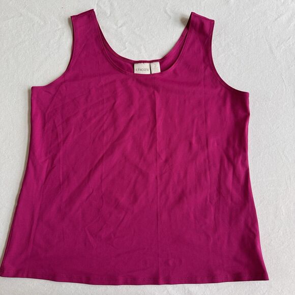 LOT 3 CHICO'S Microfiber tank Top Size 2 (LARGE) Black Pink Maroon - Picture 6 of 7